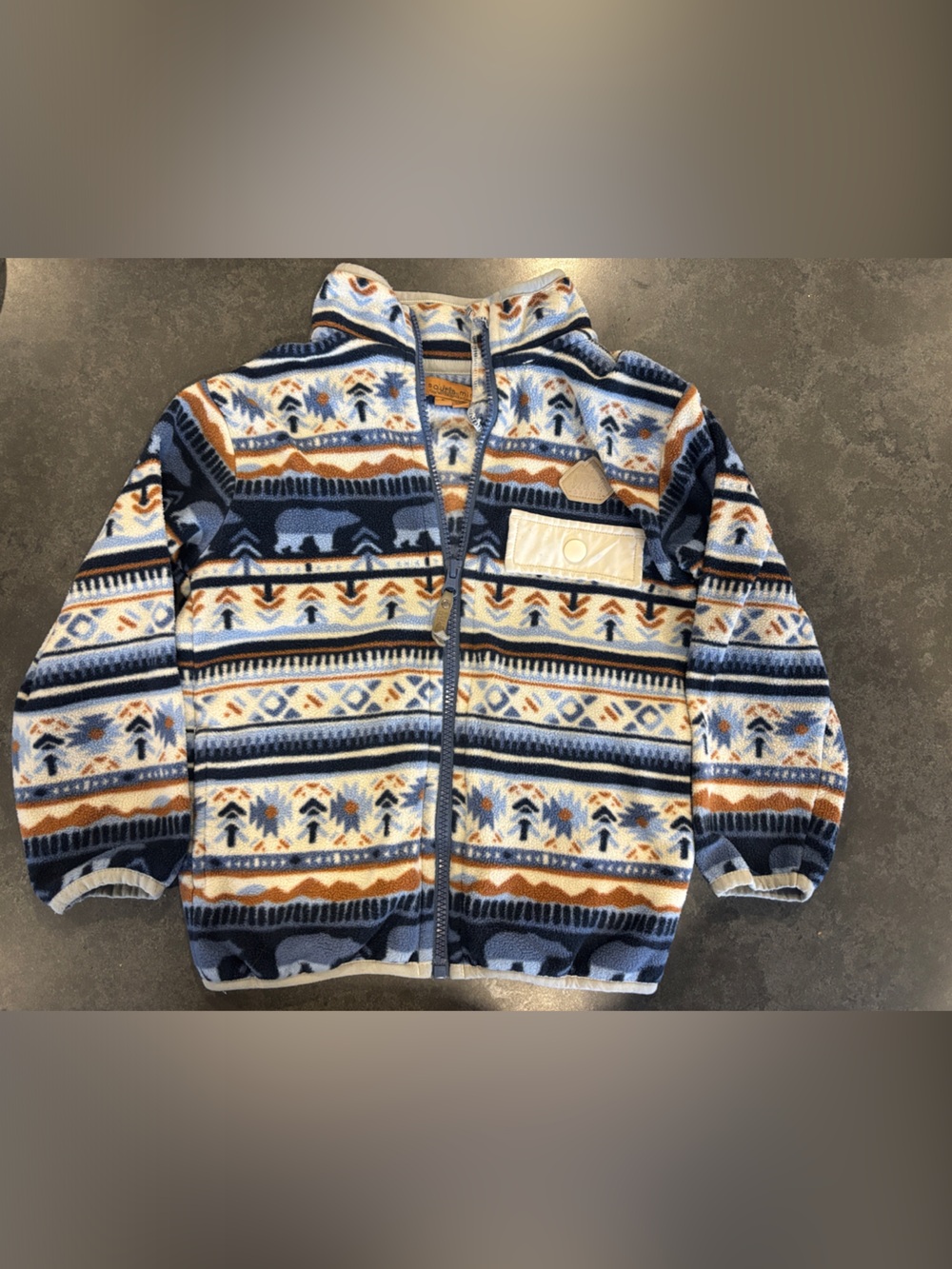 Kids Souris Mini Polar Fleece Blue Patterned Zip-Up Jacket